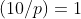 (10/p)=1