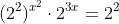 (2^2)^{x^2}\cdot2^{3x}=2^2