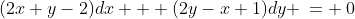 (2x+y-2)dx + (2y-x+1)dy \:= \:0