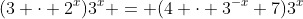 (3 \cdot 2^x)3^x = (4 \cdot 3^{-x}+7)3^x