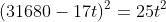 (31680-17t)^{2}=25t^{2}