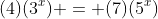 (4)(3^x) = (7)(5^x)