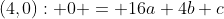 (4,0): 0 = 16a+4b+c