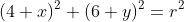 (4+x)^2+(6+y)^2=r^2