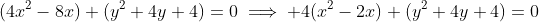 (4x^2-8x)+(y^2+4y+4)=0\implies 4(x^2-2x)+(y^2+4y+4)=0