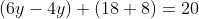 (6y-4y)+(18+8)=20