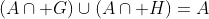 (A\cap G)\cup(A\cap H)=A