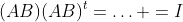 (AB)(AB)^t=\ldots =I