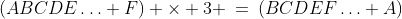 (ABCDE\hdots F) \times 3 \:=\:(BCD{E}F\hdots A)