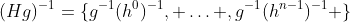 (Hg)^{-1}=\{g^{-1}(h^0)^{-1}, \ldots ,g^{-1}(h^{n-1})^{-1} \}