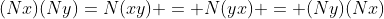 (Nx)(Ny)=N(xy) = N(yx) = (Ny)(Nx)