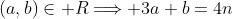 (a,b)\in R\Longrightarrow 3a+b=4n
