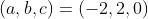 (a,b,c)=(-2,2,0)