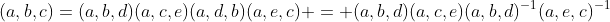 (a,b,c)=(a,b,d)(a,c,e)(a,d,b)(a,e,c) = (a,b,d)(a,c,e)(a,b,d)^{-1}(a,e,c)^{-1}