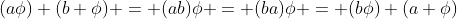 (a\phi) (b \phi) = (ab)\phi = (ba)\phi = (b\phi) (a \phi)