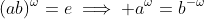 (ab)^{\omega}=e\implies a^{\omega}=b^{-\omega}