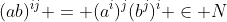 (ab)^{ij} = (a^i)^j(b^j)^i \in N