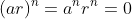 (ar)^n=a^nr^n=0