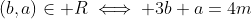 (b,a)\in R\iff 3b+a=4m