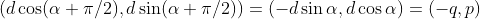 (d\cos(\alpha+\pi/2),d\sin(\alpha+\pi/2))=(-d\sin\alpha,d\cos\alpha)=(-q,p)