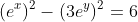 (e^x)^2-(3e^y)^2=6