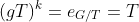 (gT)^k=e_{G/T}=T