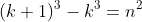 (k+1)^3-k^3=n^2