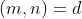 (m,n)=d