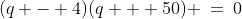 (q - 4)(q + 50) \:=\:0
