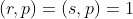 (r,p)=(s,p)=1