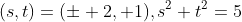 (s,t)=(\pm 2, 1),s^2+t^2=5