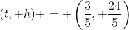 (t, h) = \left(\frac{3}{5}, \frac{24}{5}\right)