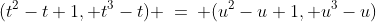 (t^2-t+1, t^3-t) \:=\: (u^2-u+1, u^3-u)