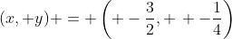 (x, y) = \left( -\frac{3}{2}, \, -\frac{1}{4}\right)