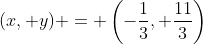 (x, y) = \left(-\frac{1}{3}, \frac{11}{3}\right)