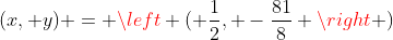 (x, y) = \left ( \frac{1}{2}, -\frac{81}{8} \right )