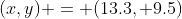 (x,y) = (13.3, 9.5)