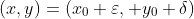 (x,y)=(x_0+\varepsilon, y_0+\delta)