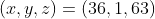 (x,y,z)=(36,1,63)