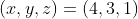 (x,y,z)=(4,3,1)