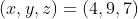 (x,y,z)=(4,9,7)