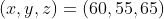 (x,y,z)=(60,55,65)