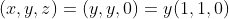(x,y,z)=(y,y,0)=y(1,1,0)