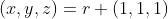(x,y,z)=r (1,1,1)