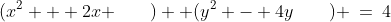 (x^2 + 2x \qquad)+ (y^2 - 4y\qquad) \:=\:4