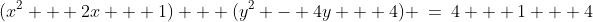 (x^2 + 2x + 1) + (y^2 - 4y + 4) \:=\:4 + 1 + 4