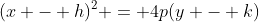 (x - h)^2 = 4p(y - k)