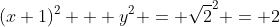 (x+1)^2 + y^2 = \sqrt{2}^2 = 2