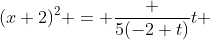 (x+2)^2 = \frac {5(-2+t)}{t} 