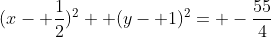 (x- \frac{1}{2})^2+ (y- 1)^2= -\frac{55}{4}